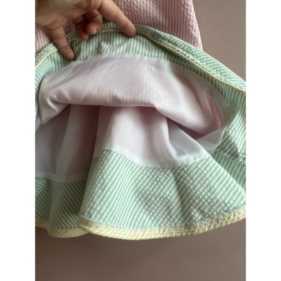 Jack & Teddy‎ Girls Toddler Seersucker Dress Pink Yellow Green Size 3T - Picture 4 of 7
